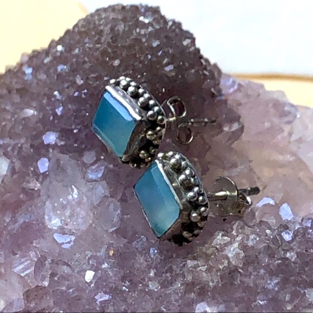 Sterling Natural Chalcedony 925 earrings